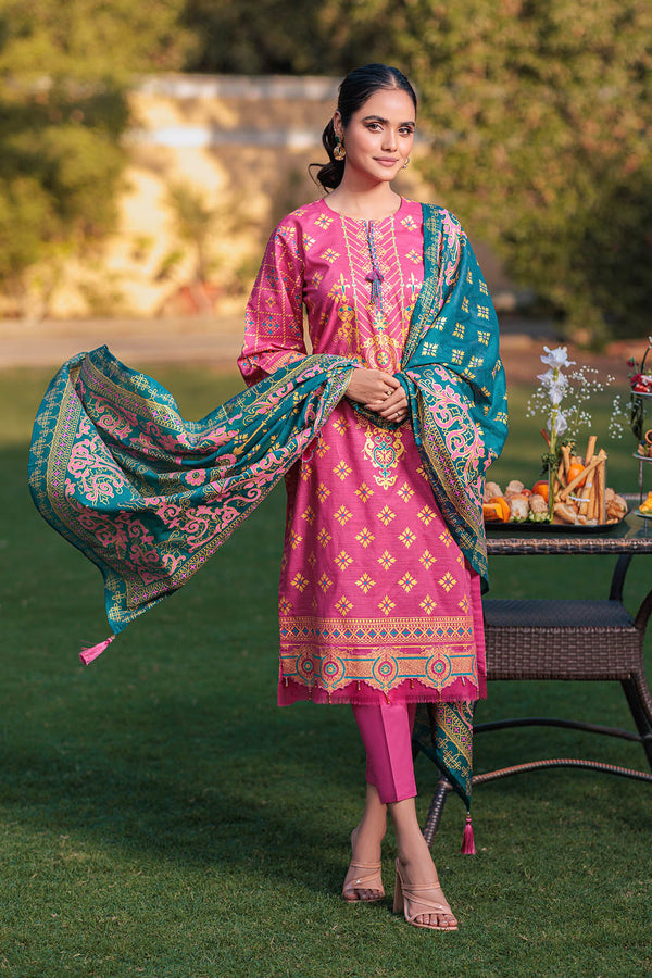 LADIES UN-STITCHED LAWN SUIT BEF24-SST233P70 - Salai - Bonanza Satrangi 