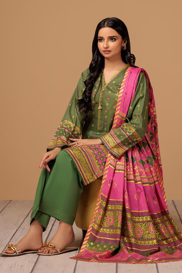 LADIES UN-STITCHED LAWN SUIT BEF24-ASR233P47 - Salai - Bonanza Satrangi 