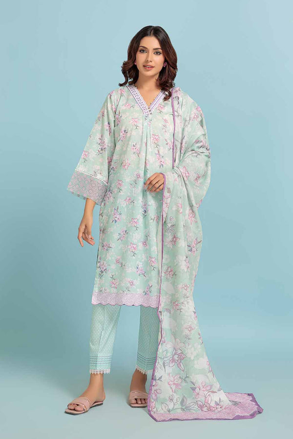 LADIES UN-STITCHED LAWN SUIT BEF24-1S24E3P460 - Salai - Bonanza Satrangi 