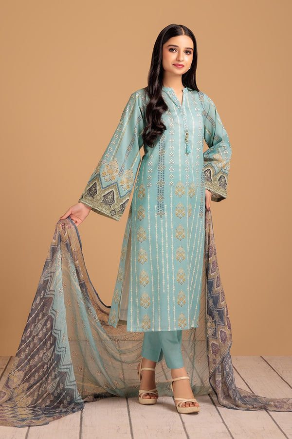 LADIES UN-STITCHED LAWN SUIT BEF24-SSR233P28 - Salai - Bonanza Satrangi 