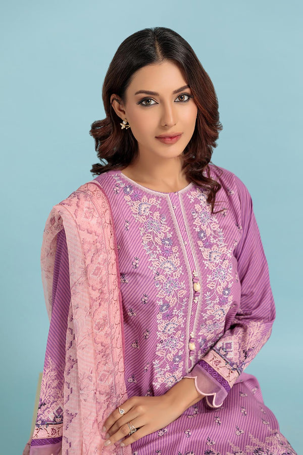 LADIES UN-STITCHED LAWN SUIT BEF24-2S24E3P458 - Salai - Bonanza Satrangi 