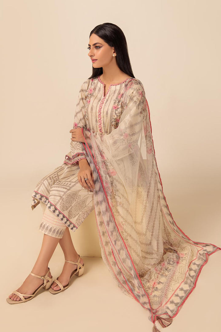 LADIES UN-STITCHED LAWN SUIT BEF24-SSR233P17 - Salai - Bonanza Satrangi 