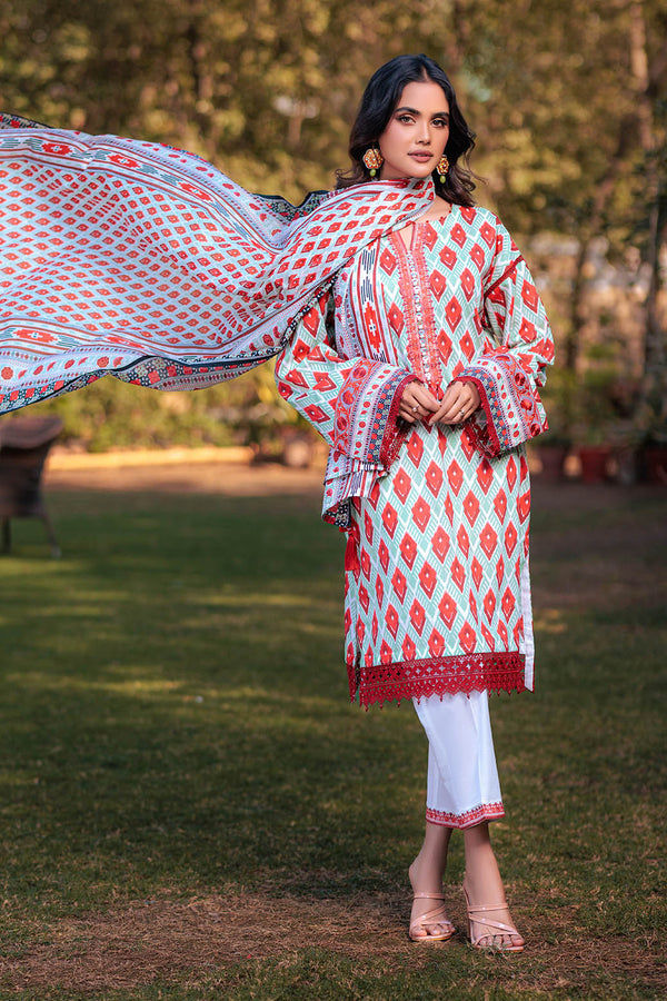 LADIES UN-STITCHED LAWN SUIT BEF24-RST233P01 - Salai - Bonanza Satrangi 