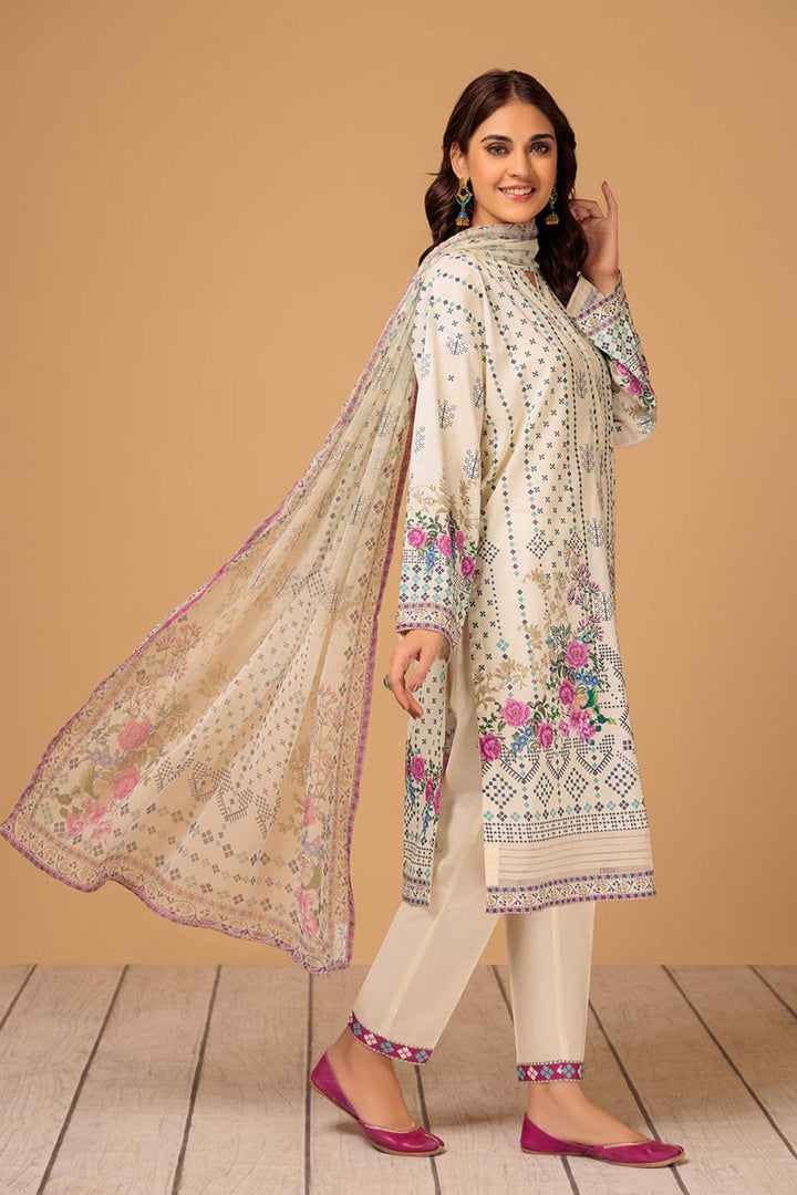 LADIES UN-STITCHED LAWN SUIT BEF24-SSR233P16 - Salai - Bonanza Satrangi 