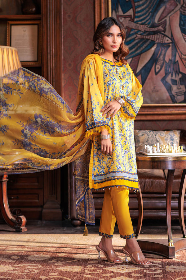 LADIES UN-STITCHED LAWN SUIT BEF24-SSR233P14 - Salai - Bonanza Satrangi 