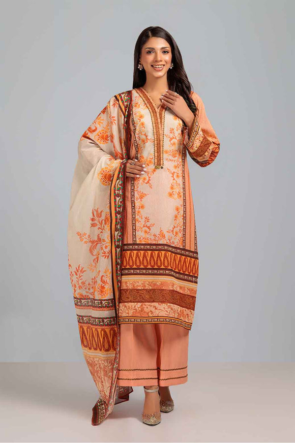 LADIES UN-STITCHED LAWN SUIT BEF24-ASO233P50A - Salai - Bonanza Satrangi 