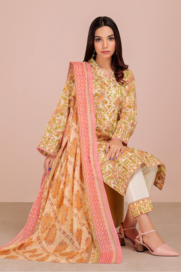 LADIES UN-STITCHED LAWN SUIT BEF24-SST233P11 - Salai - Bonanza Satrangi 