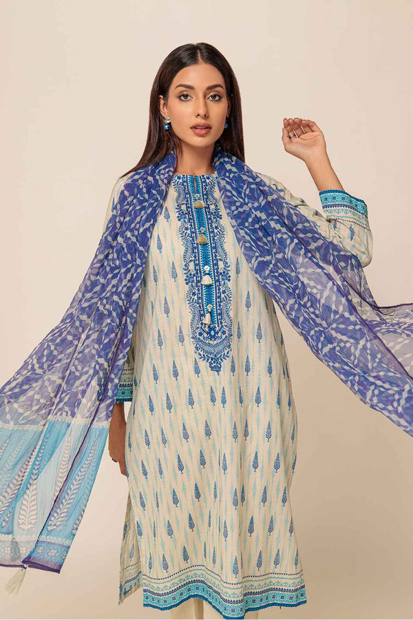 LADIES UN-STITCHED LAWN SUIT BEF24-2S24P3P163 - Salai - Bonanza Satrangi 