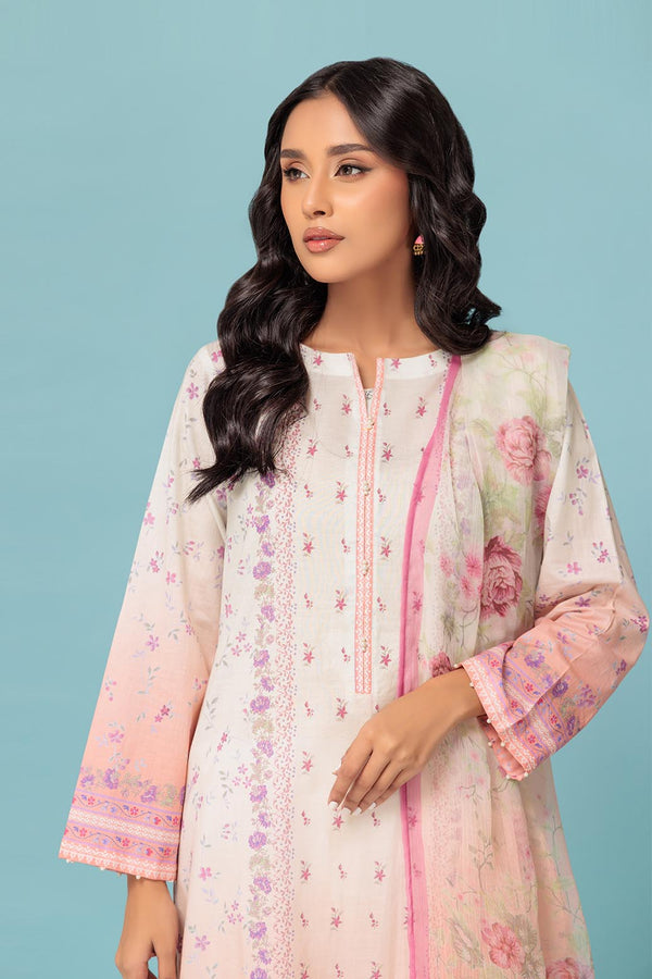 LADIES UN-STITCHED LAWN SUIT BEF24-2S24P3P164 - Salai - Bonanza Satrangi 