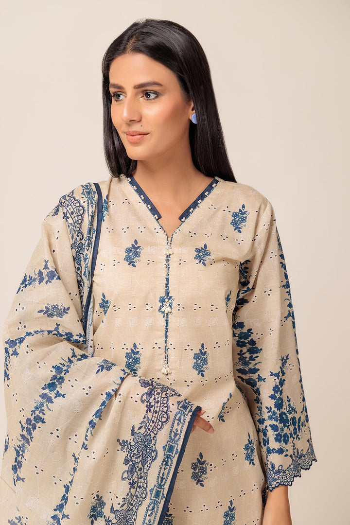 LADIES UN-STITCHED LAWN SUIT BEF24-1S24P3P013 - Salai - Bonanza Satrangi 