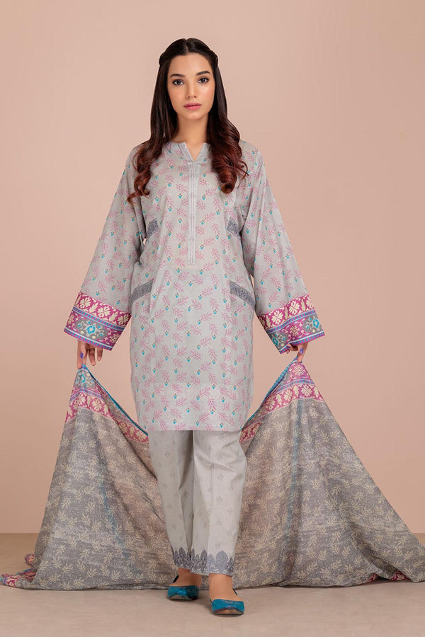 LADIES UN-STITCHED LAWN SUIT BEF24-RST233P06 - Salai - Bonanza Satrangi 