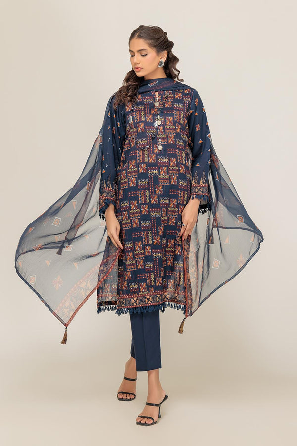 LADIES UN-STITCHED LAWN SUIT BEF24-1S24P3P297 - Salai - Bonanza Satrangi 