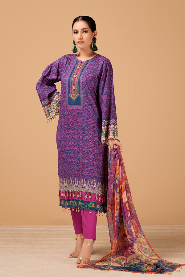 LADIES UN-STITCHED LAWN SUIT BEF24-RSR233P16 - Salai - Bonanza Satrangi 