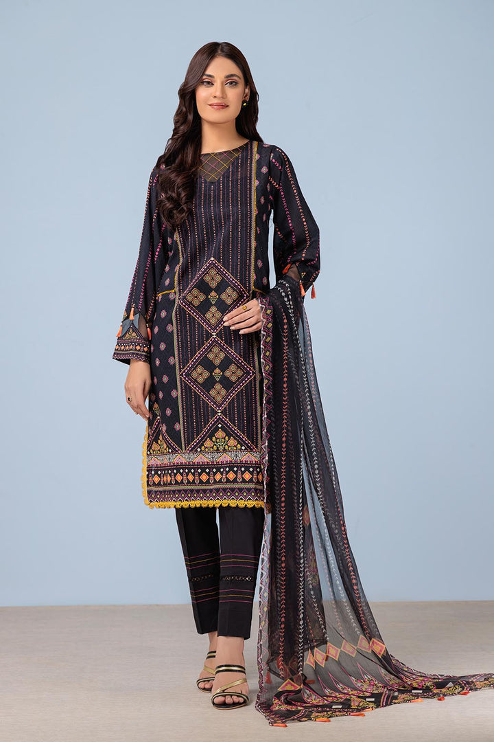 LADIES UN-STITCHED LAWN SUIT BEF24-RSR233P12 - Salai - Bonanza Satrangi 