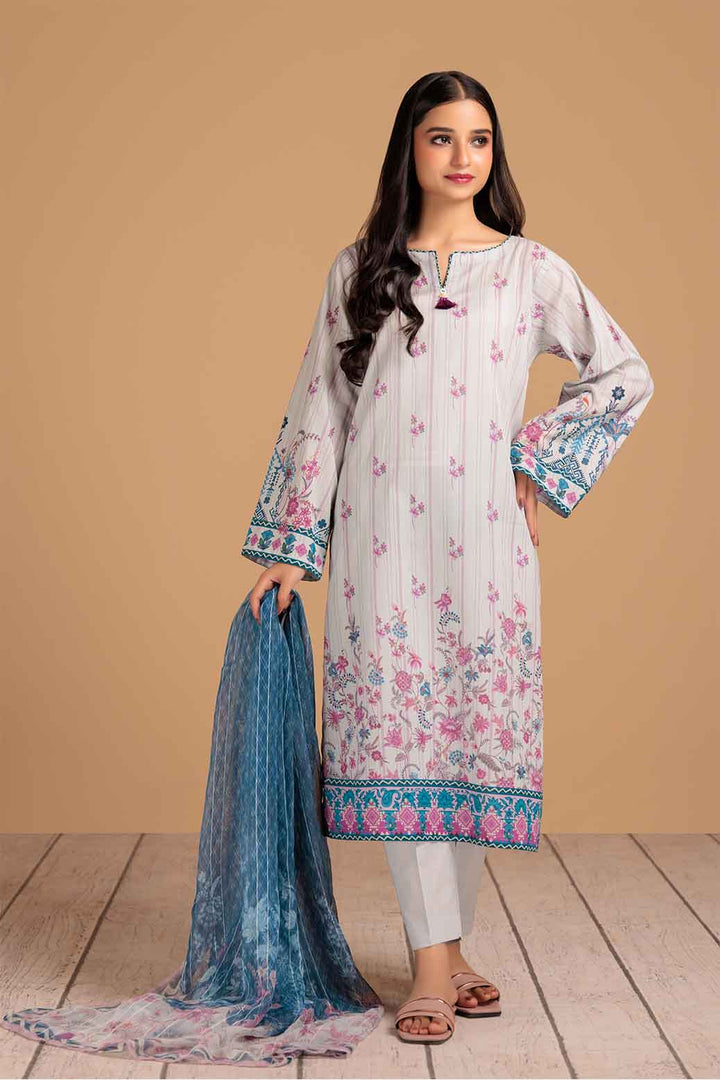 LADIES UN-STITCHED LAWN SUIT BEF24-SSR233P26 - Salai - Bonanza Satrangi 