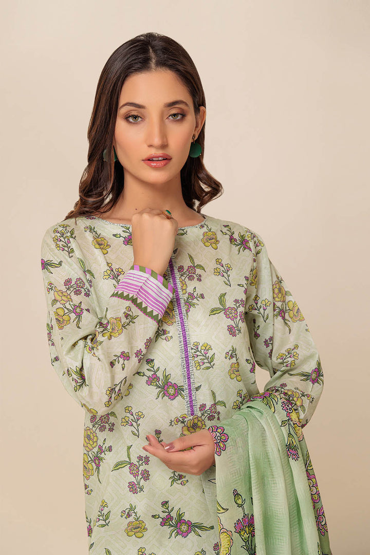 LADIES UN-STITCHED LAWN SUIT BEF24-2S24P3P023 - Salai - Bonanza Satrangi 