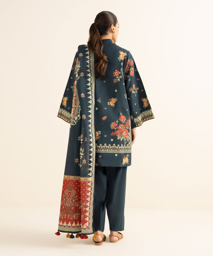 Sapphire Stitched 3 Piece PRINTED KHADDAR Y25V8-31B J(36&35) - Salai - Sapphire RTW Winter 2025 