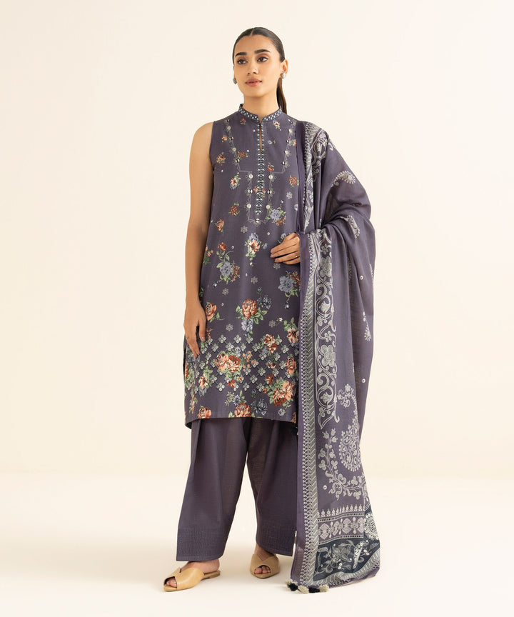Sapphire Stitched 3 Piece PRINTED LIGHT KHADDAR Y25V8-32B J(28&27) - Salai - Sapphire RTW Winter 2025 