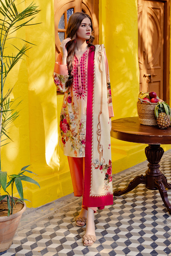 Gul Ahmed Stitched Lawn 2024 3 Piece CL-42026A - Salai - Salai 