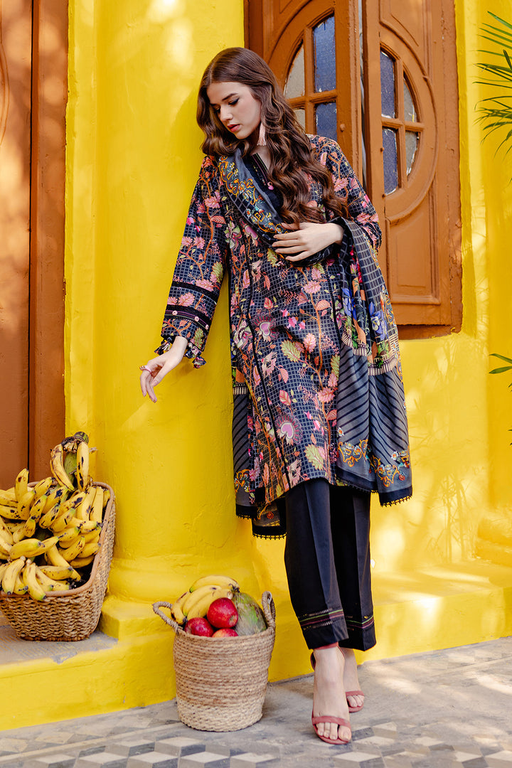 Gul Ahmed Stitched Lawn 2024 3 Piece CL-42101B - Salai - Salai 