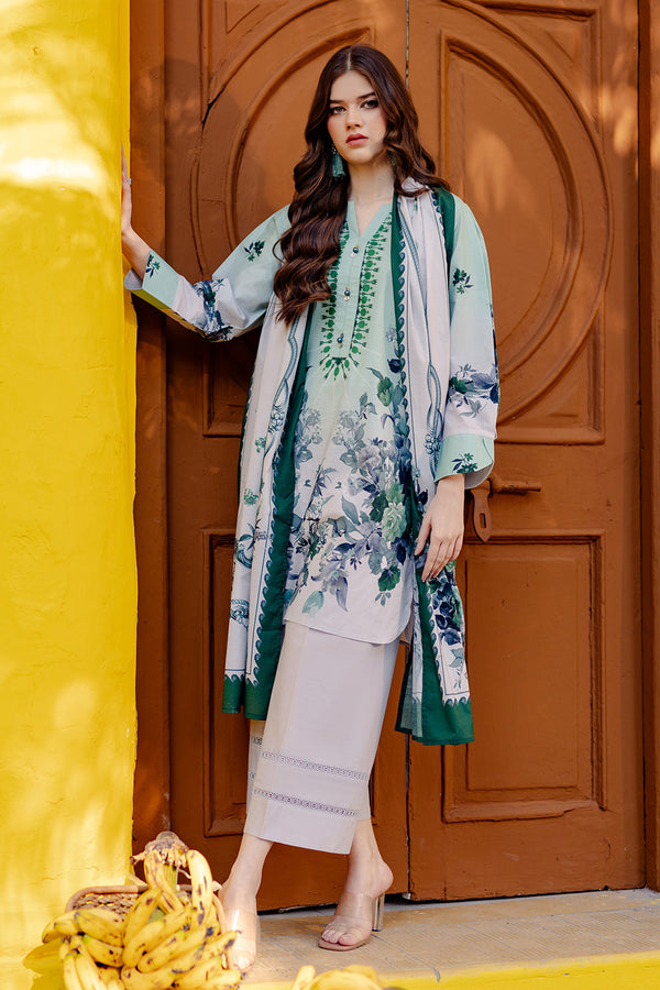 Gul Ahmed Stitched Lawn 2024 3 Piece CL-42026B - Salai - Salai 