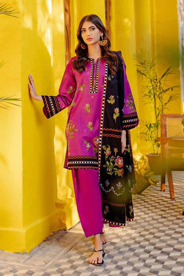 Gul Ahmed Stitched Lawn 2024 3 Piece CL-42064A - Salai - Salai 