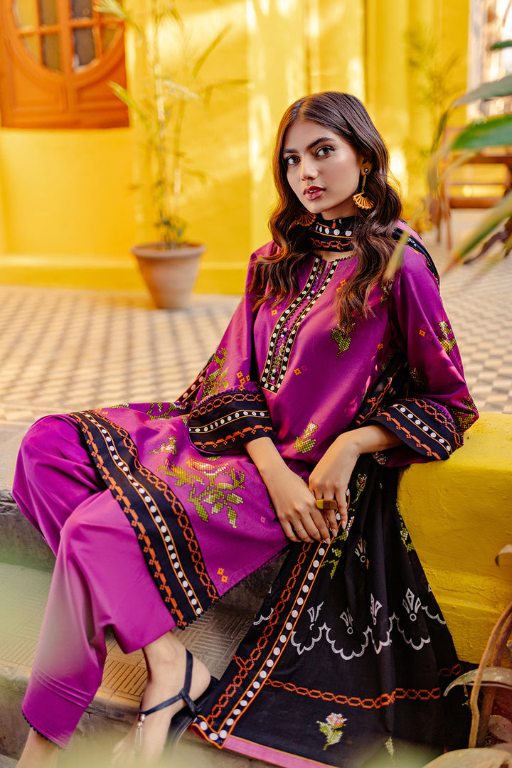 Gul Ahmed Stitched Lawn 2024 3 Piece CL-42064A - Salai - Salai 