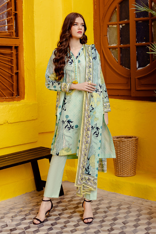 Gul Ahmed Stitched Lawn 2024 3 Piece CL-42065A - Salai - Salai 