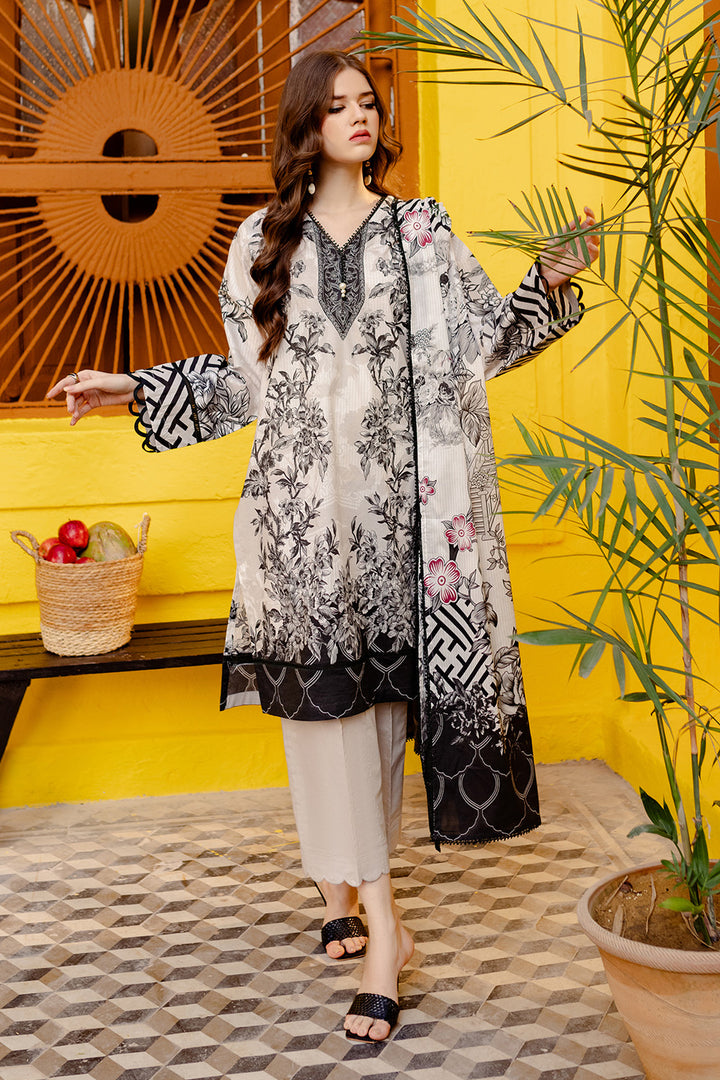 Gul Ahmed Stitched Lawn 2024 3 Piece CL-42021B - Salai - Salai 