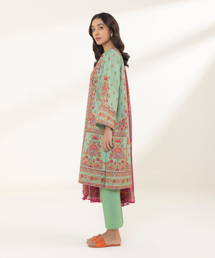 Sapphire Stitched Lawn 3 Piece 3P-DY23V1-12B - Salai - Sapphire 