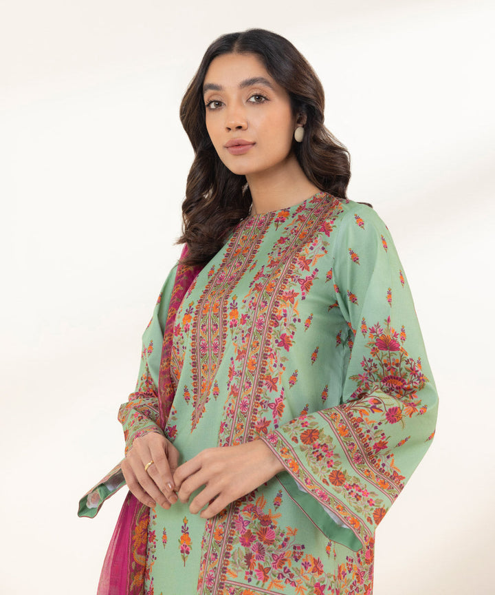 Sapphire Stitched Lawn 3 Piece 3P-DY23V1-12B - Salai - Sapphire 