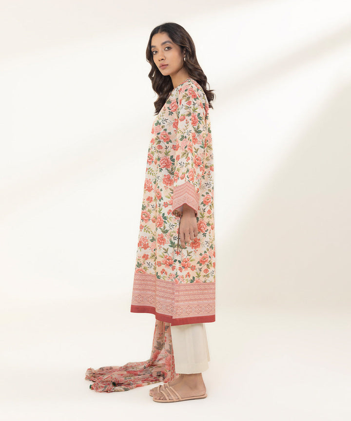 Sapphire Stitched Lawn 3 Piece 3P-DY23V1-23B - Salai - Sapphire 