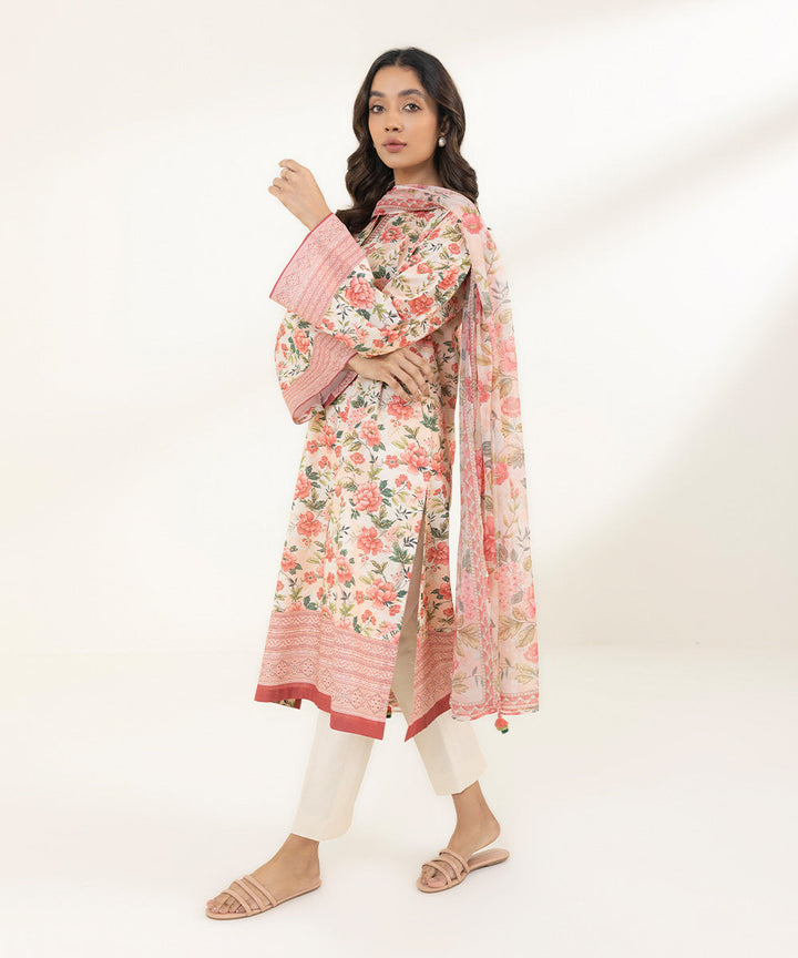 Sapphire Stitched Lawn 3 Piece 3P-DY23V1-23B - Salai - Sapphire 