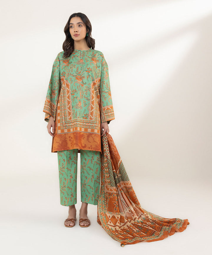 Sapphire Stitched Lawn 3 Piece 3P-DY23V2-10B - Salai - Sapphire 