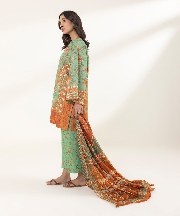 Sapphire Stitched Lawn 3 Piece 3P-DY23V2-10B - Salai - Sapphire 