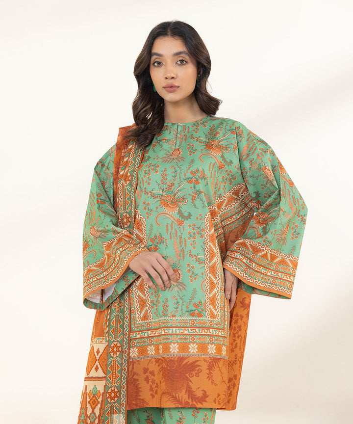 Sapphire Stitched Lawn 3 Piece 3P-DY23V2-10B - Salai - Sapphire 