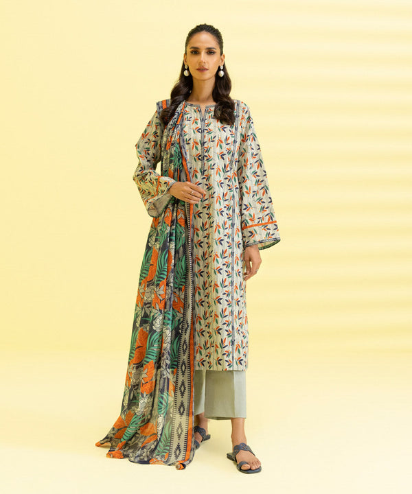 Sapphire Stitched Lawn 3 Piece 3P-DY23ZV2-30R - Salai - Sapphire 