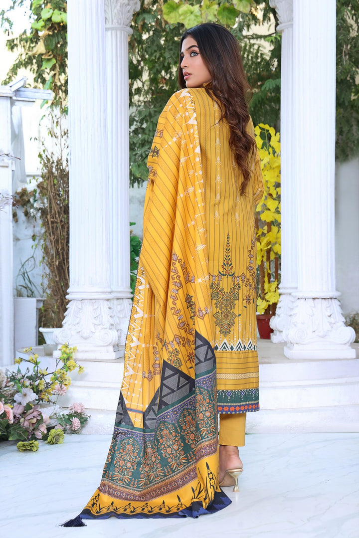 Stitched Lawn 3 Piece RQL-040 - Salai - Salai 