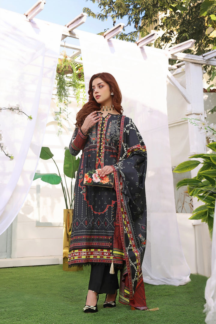 Stitched Lawn 3 Piece RQL-031 - Salai - Salai 