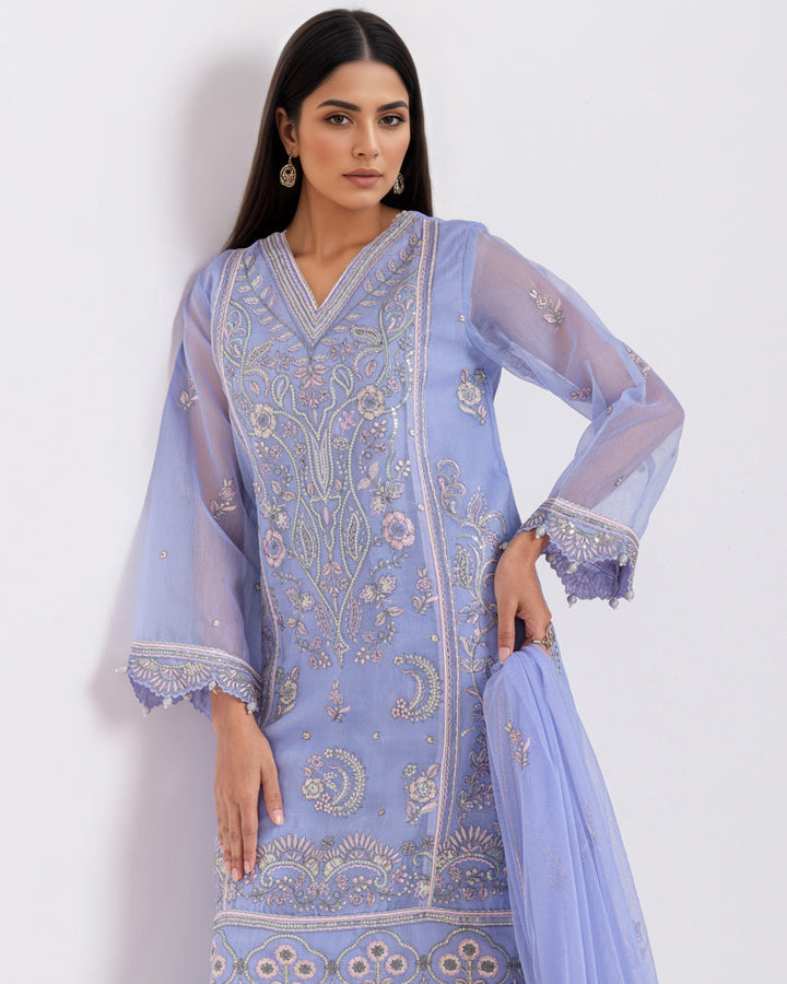 Lilac-Textured Net-3 Piece (WPS25FE3028) - Salai - Salai 