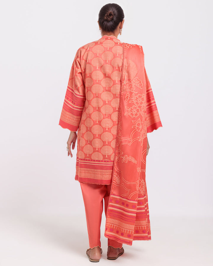 Peach-Jacquard-3 Piece (WPS25JD3060) - Salai - Salai 