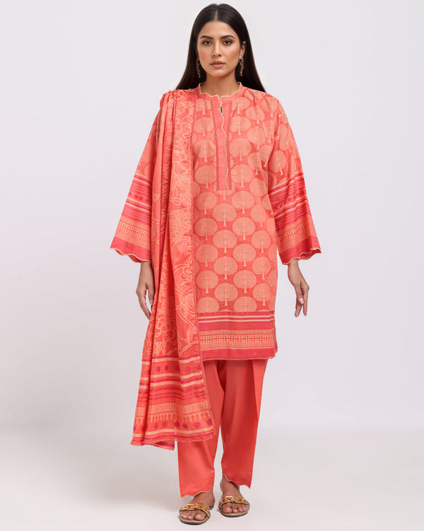 Peach-Jacquard-3 Piece (WPS25JD3060) - Salai - Salai 