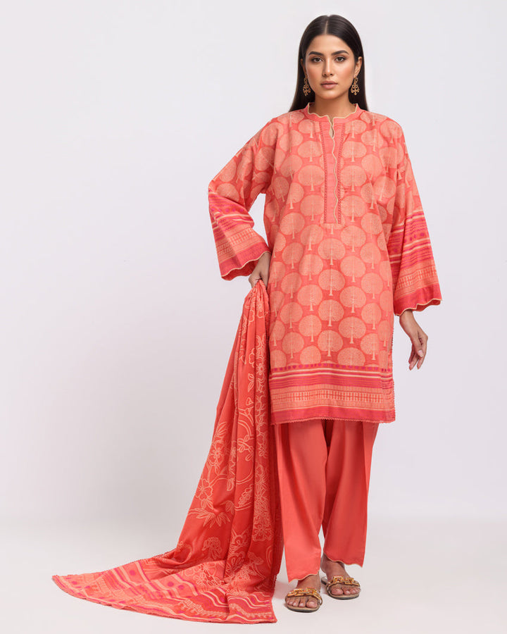 Peach-Jacquard-3 Piece (WPS25JD3060) - Salai - Salai 