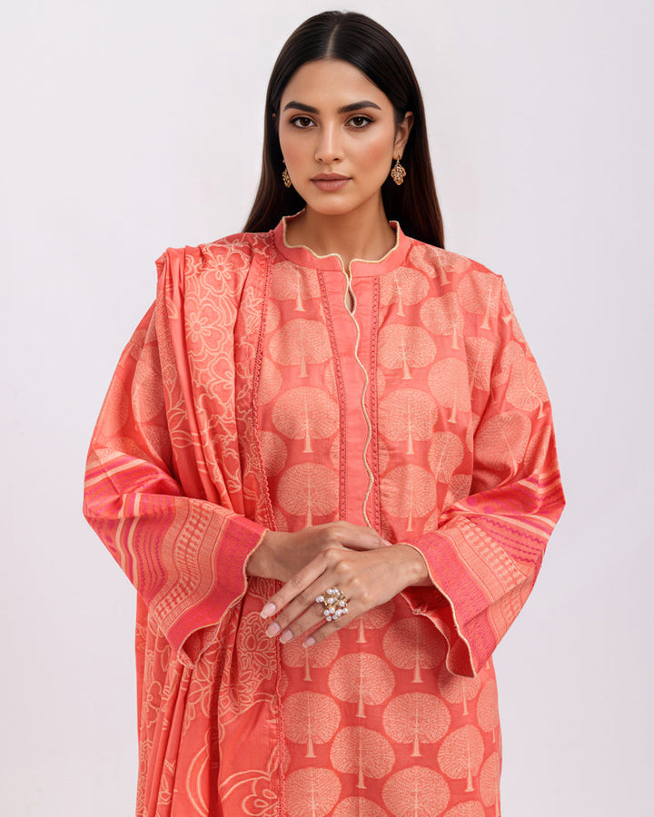 Peach-Jacquard-3 Piece (WPS25JD3060) - Salai - Salai 