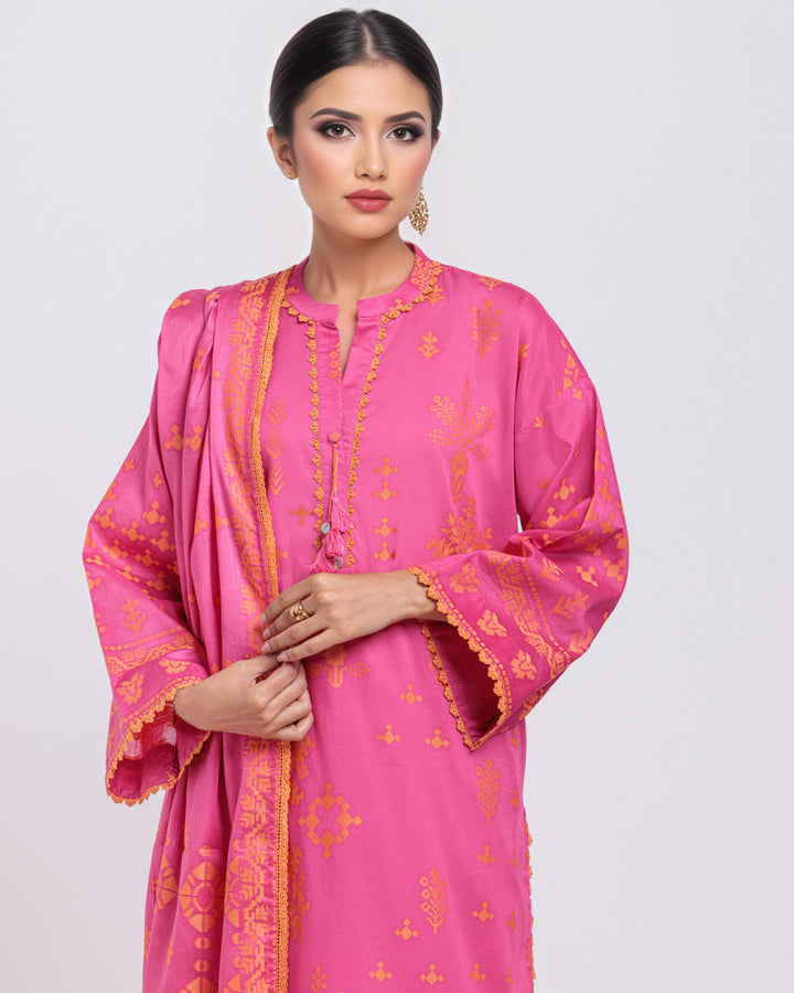 Pink-Jacquard-3 Piece (WPS25JD3068) - Salai - Salai 