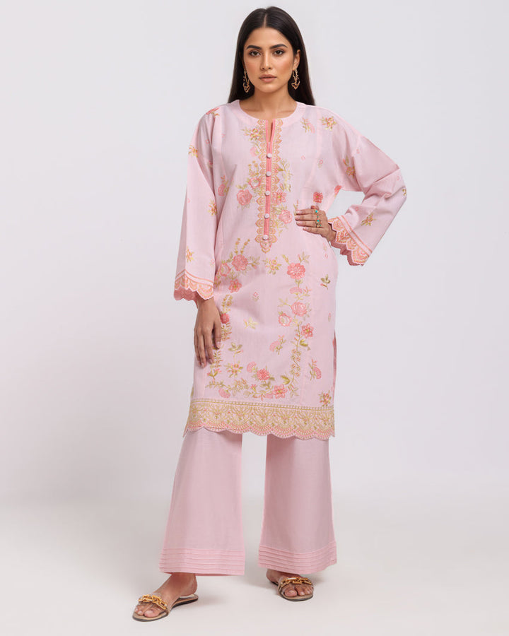 L-Pink-Cotton Silk-2 Piece (WPS252SE3059) - Salai - Salai 