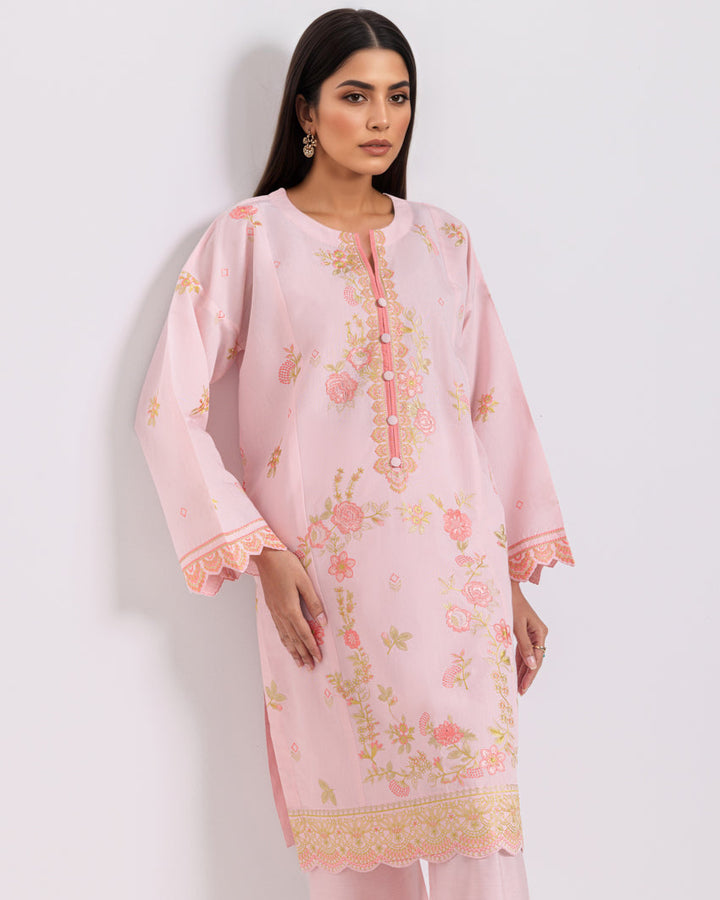 L-Pink-Cotton Silk-2 Piece (WPS252SE3059) - Salai - Salai 