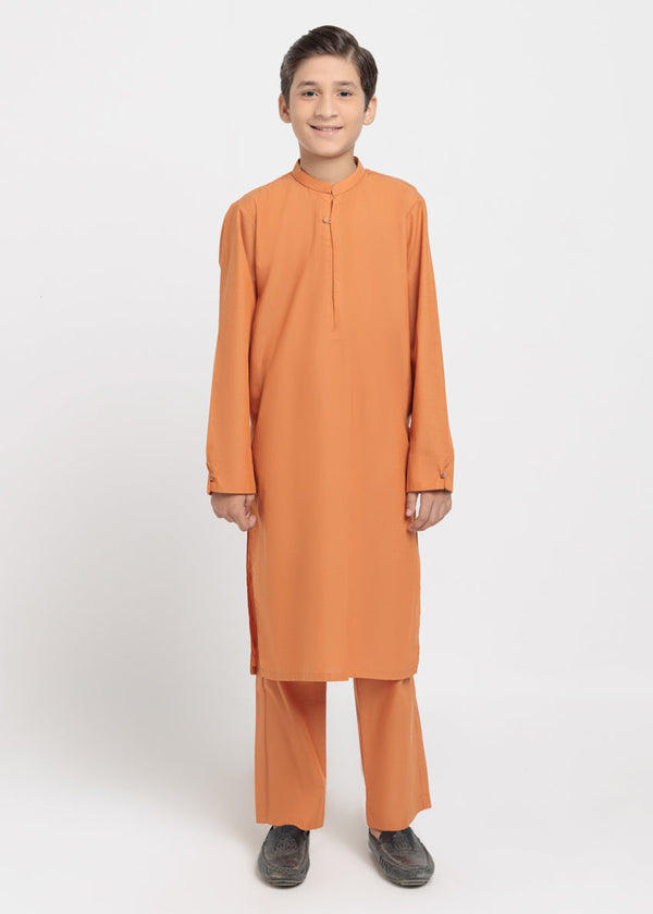 Orange-Cotton-Kurta Trouser - (BPS25KP2093) - Salai - Salai 