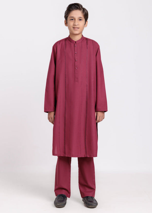 Maroon-Blended-Kurta Trouser - (B25KP2036) - Salai - Salai 