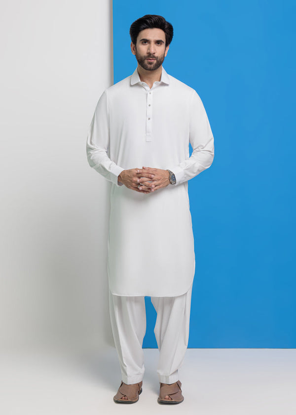 White-Blended-Shalwar Suit - (MPS25SSS2049) Y-F-8 - Salai - Salai 